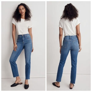 Madewell Stovepipe Straight Leg High Rise Medium Wash Stretch 24 Long Tall Jeans